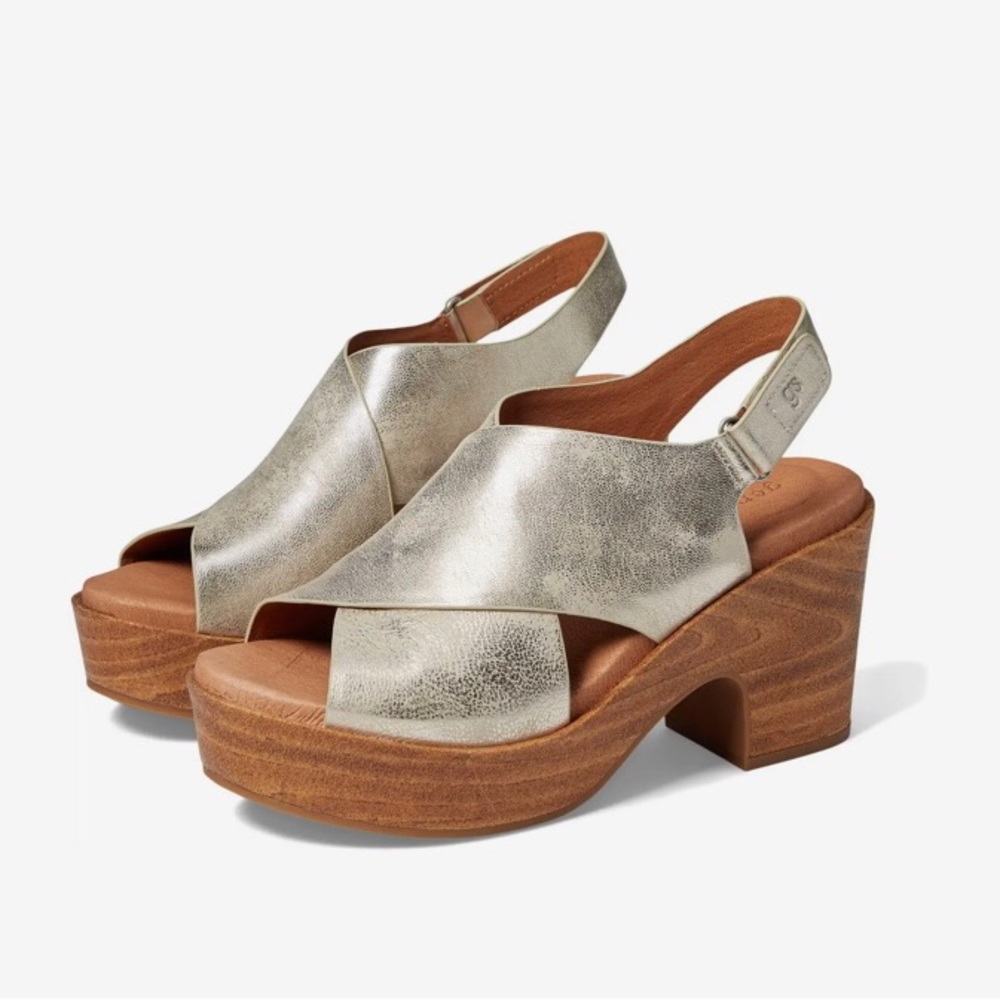 NEW Gentle Souls Dani Cross Leather Platform Sandal in box - Size 6.5 Color Ice